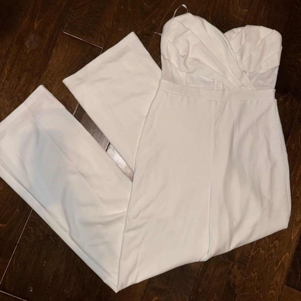Lulu's White Strapless Jumpsuit